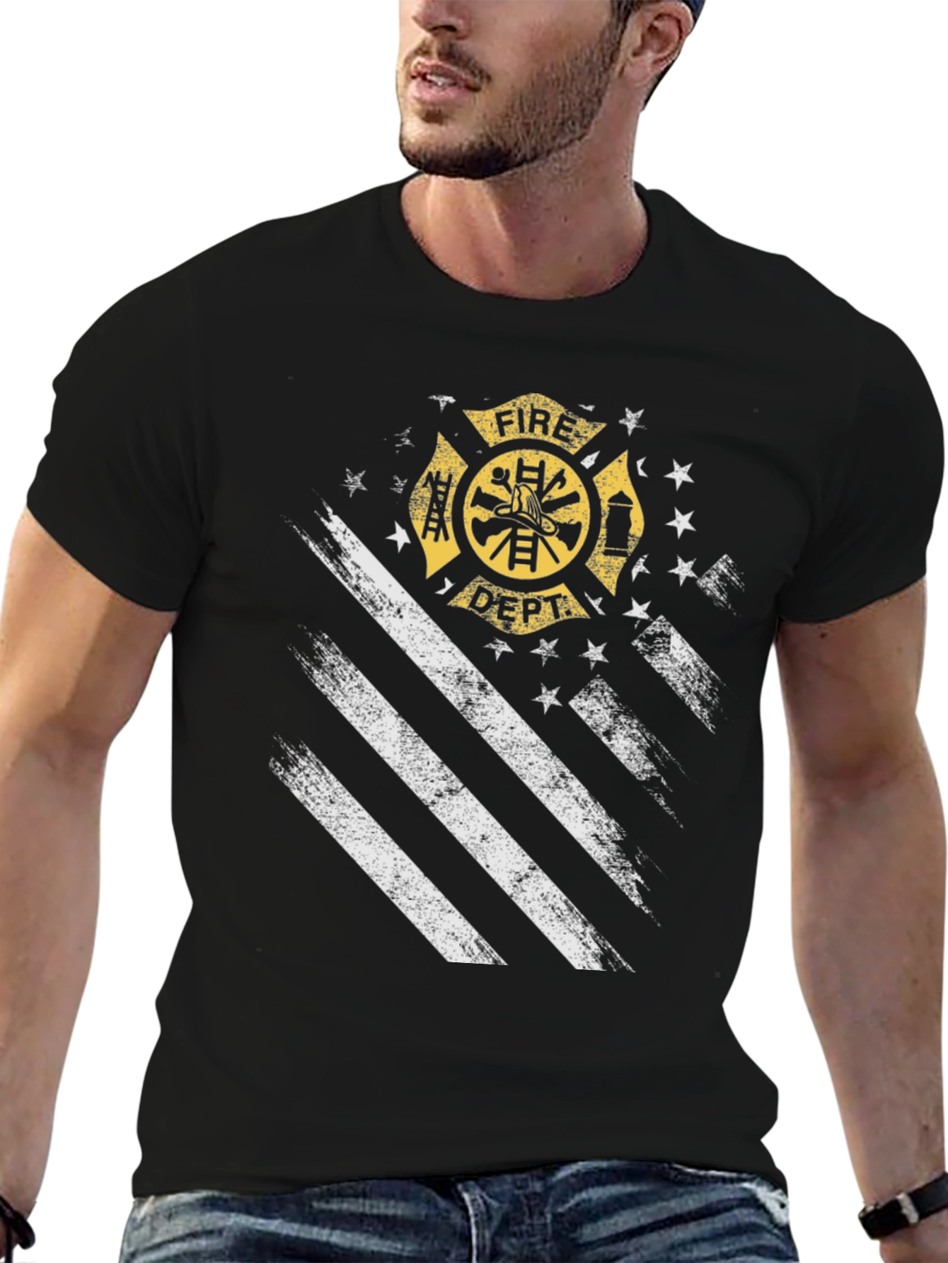 Fire Dept. American Flag Graphic T-Shirt
