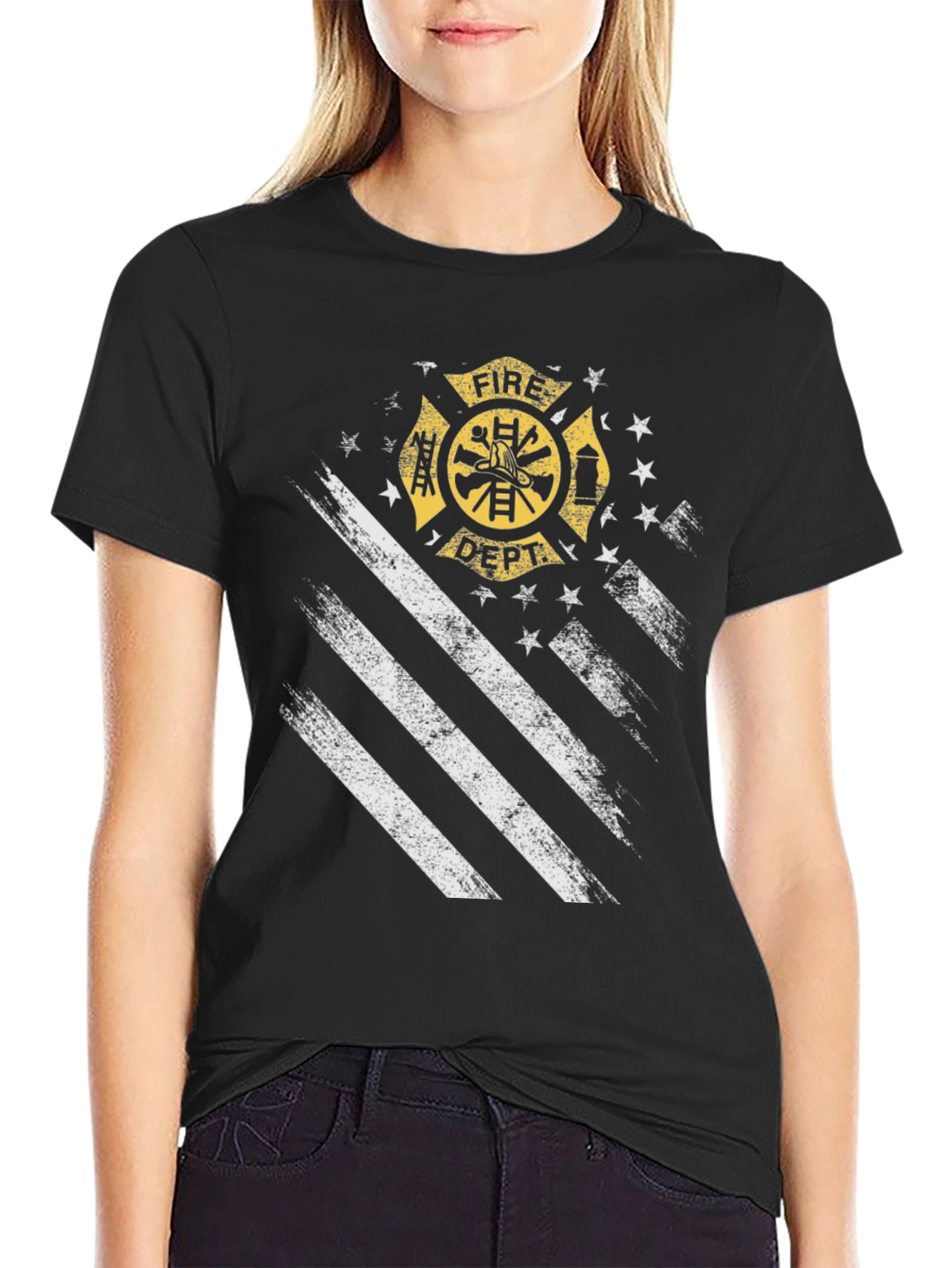 Fire Dept. American Flag Graphic T-Shirt