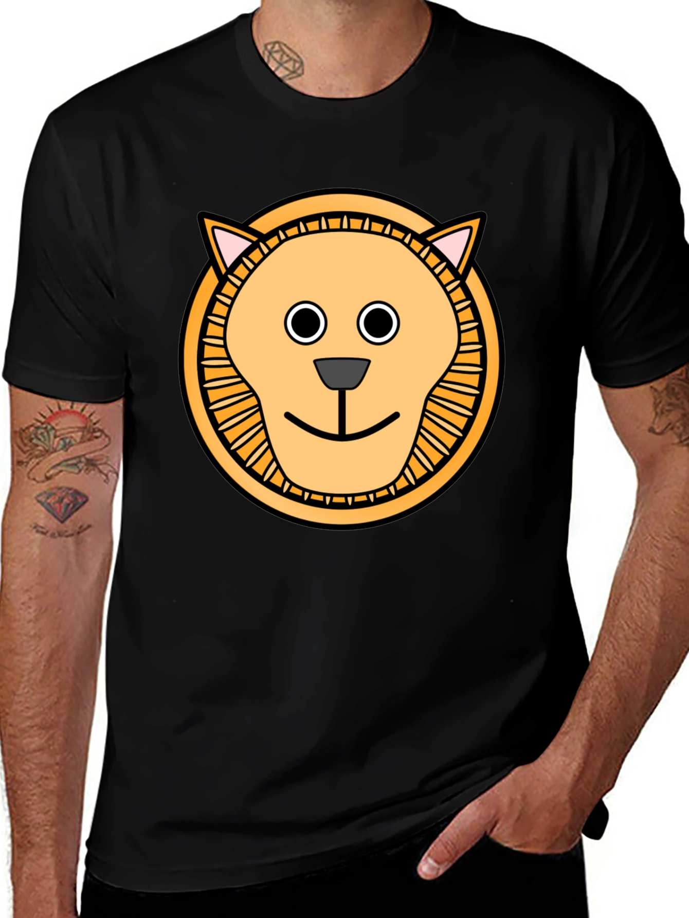 Lion Graphic Tee - Cute Cartoon Animal T-Shirt