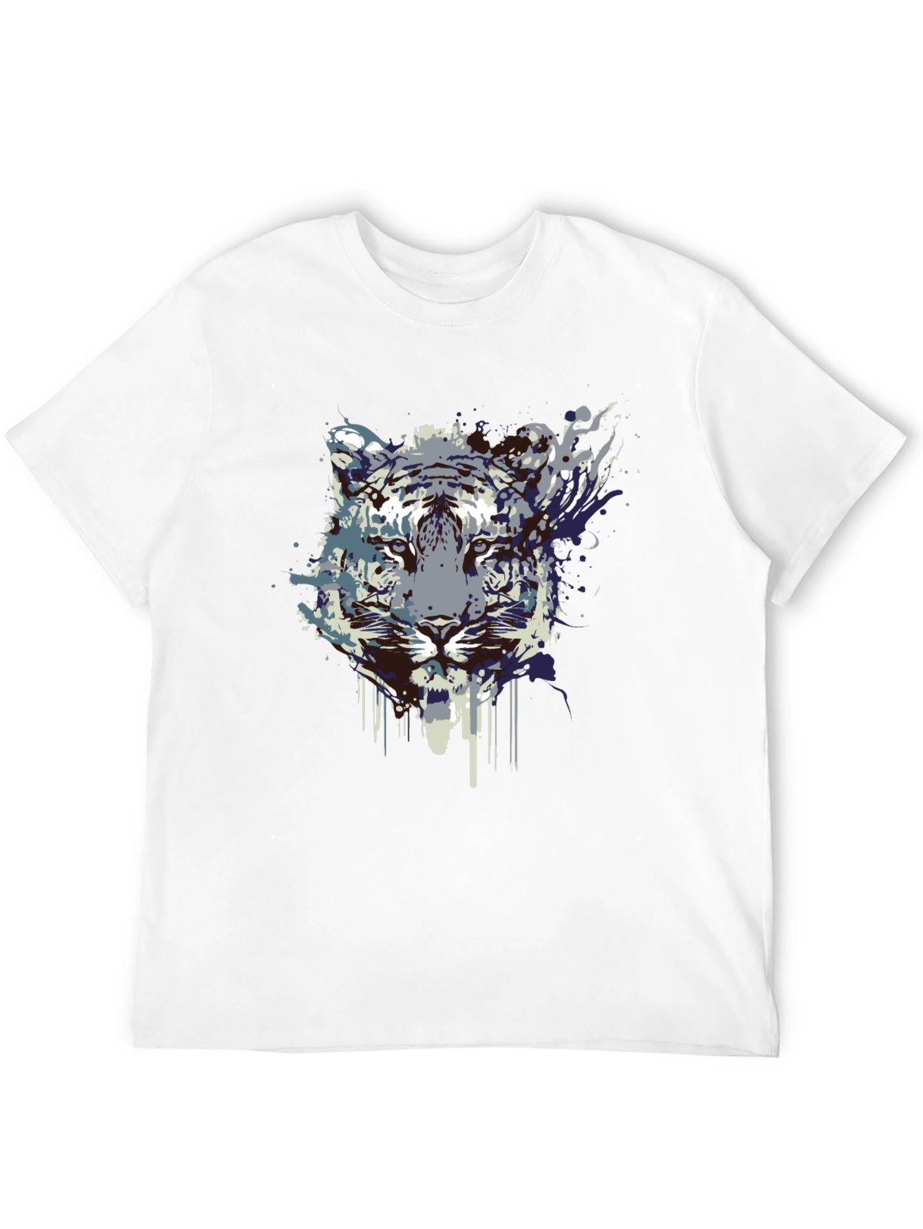 Abstract Tiger Graphic Tee - Black Cotton Blend