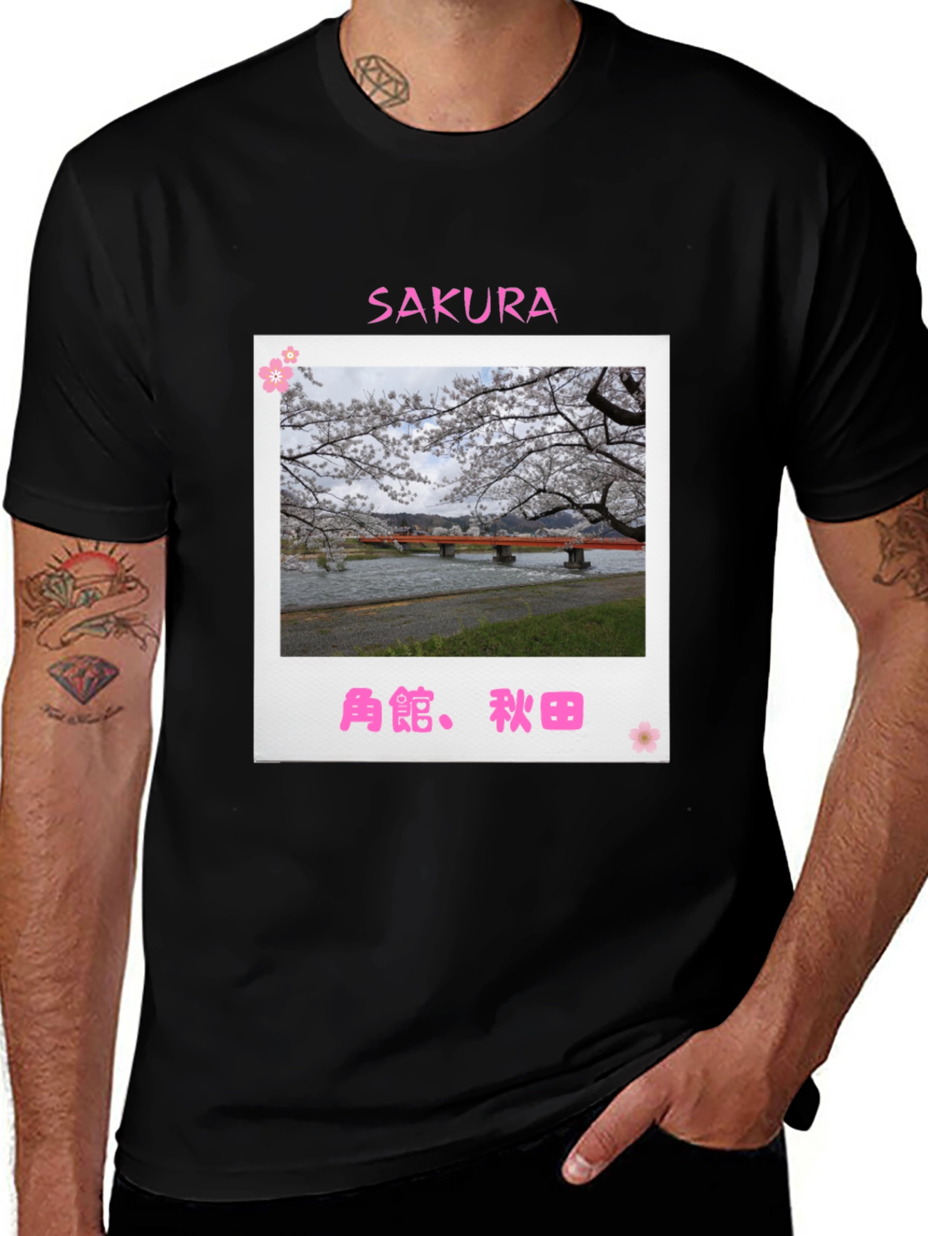 Sakura Bridge Black T-Shirt