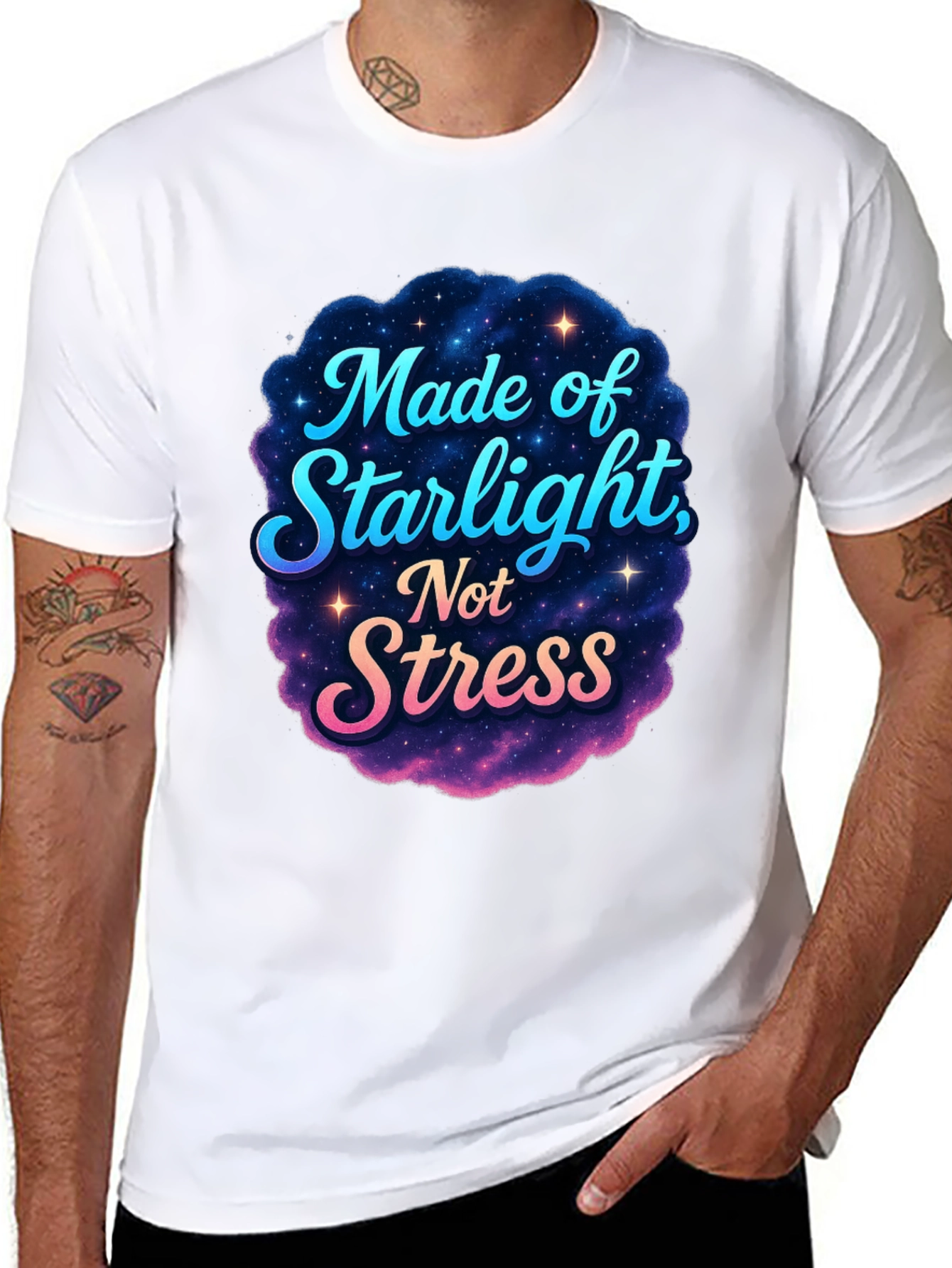 Made of Starlight Not Stress Black T-Shirt