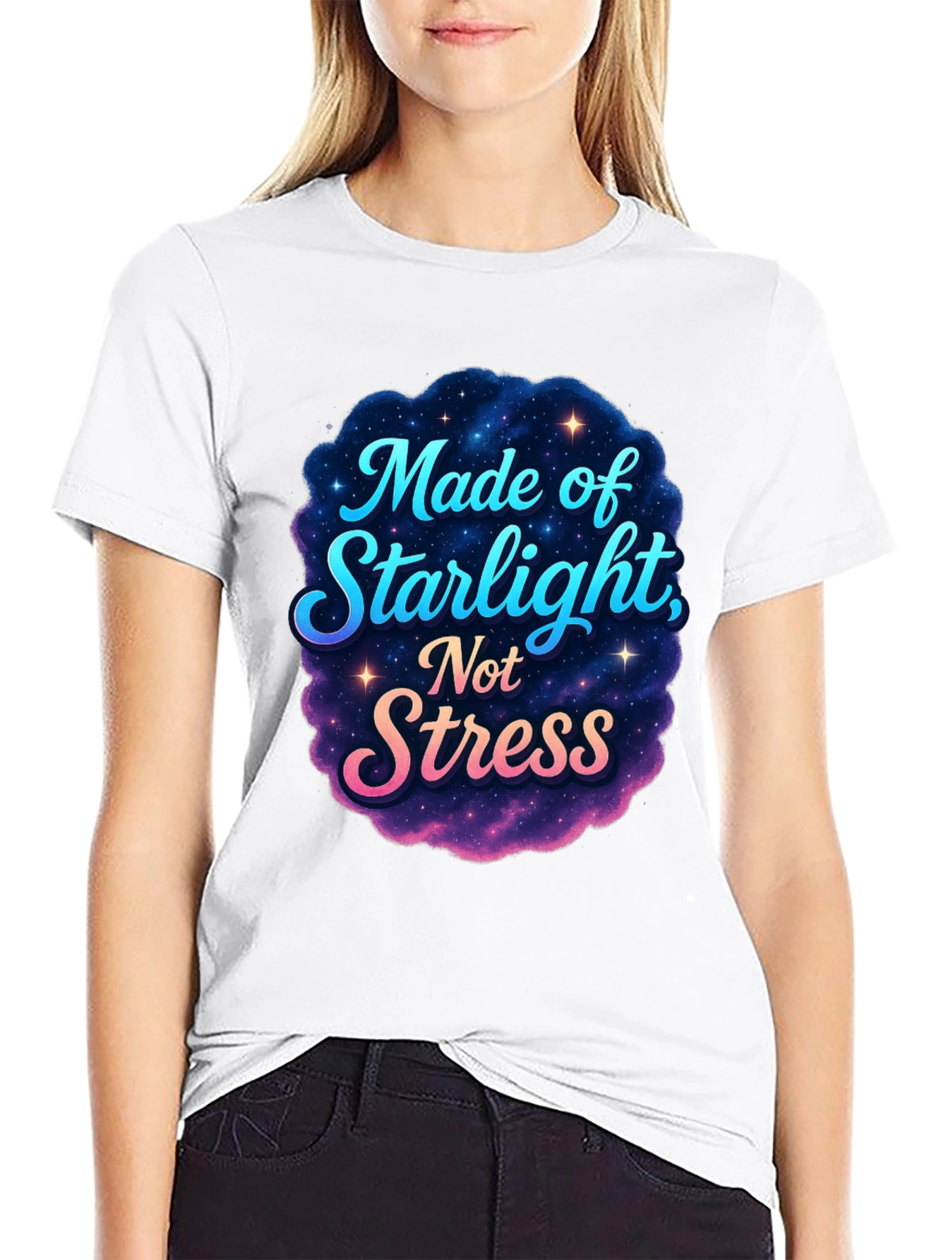 Made of Starlight Not Stress Black T-Shirt