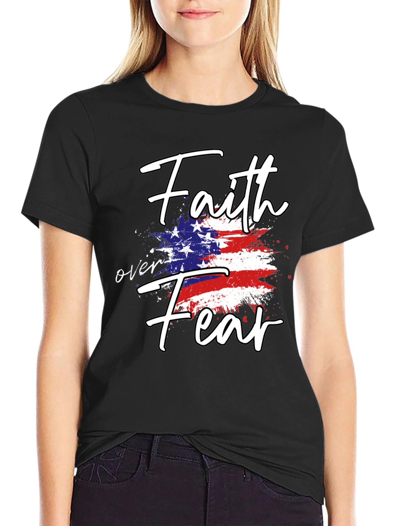 Faith Over Fear Patriotic Graphic Tee