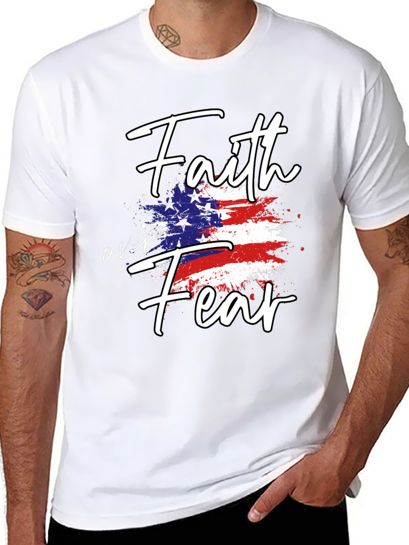 Faith Over Fear Patriotic Graphic Tee