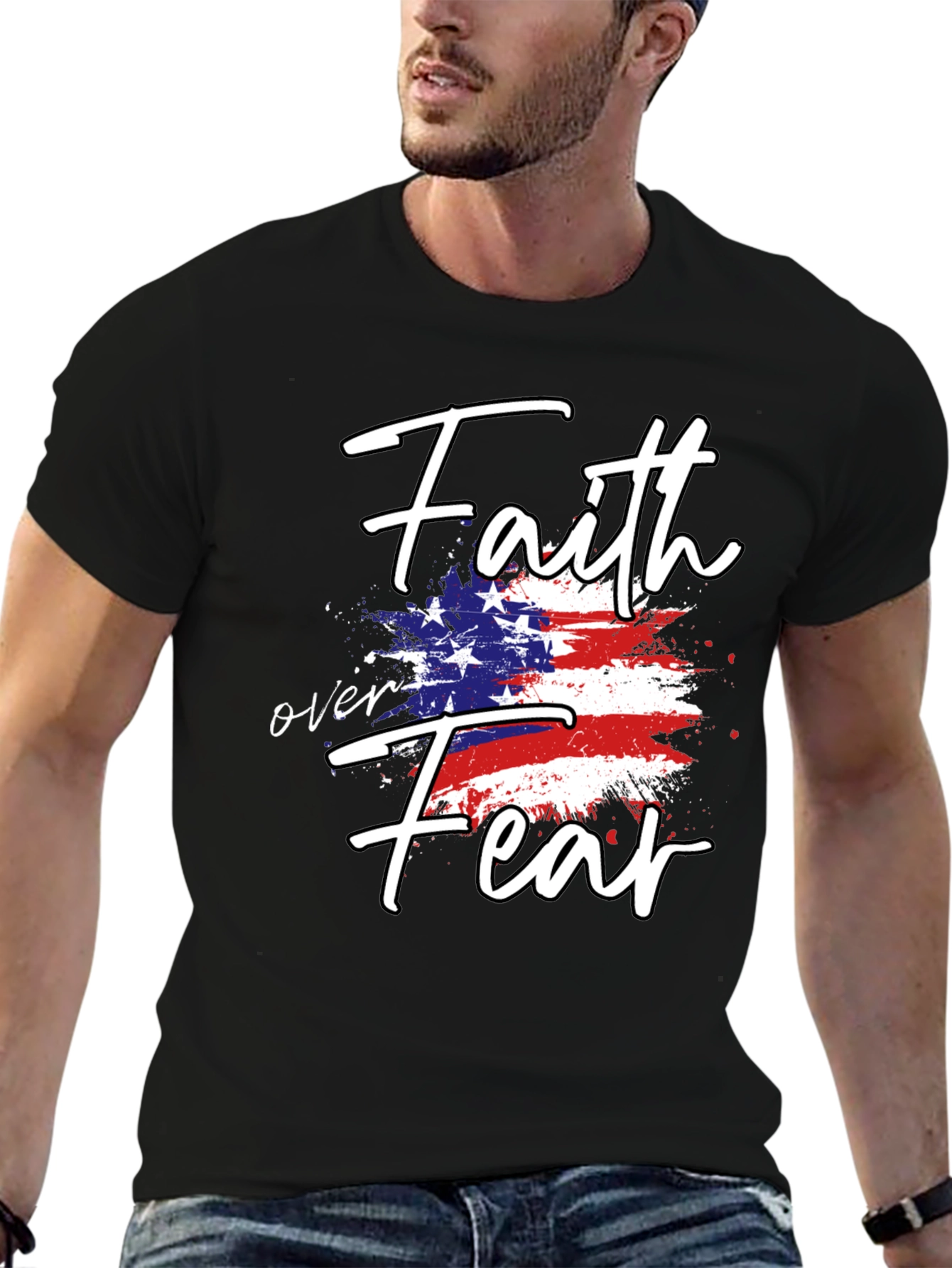 Faith Over Fear Patriotic Graphic Tee