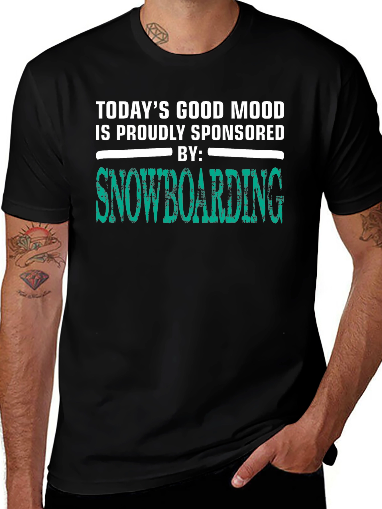 Funny Snowboarding T-Shirt - Sponsored by Snowboarding
