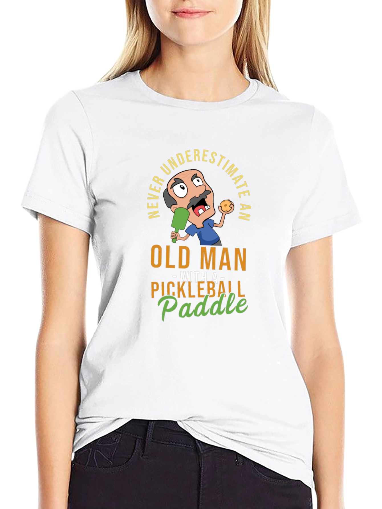 Never Underestimate Old Man with Pickleball Paddle T-Shirt