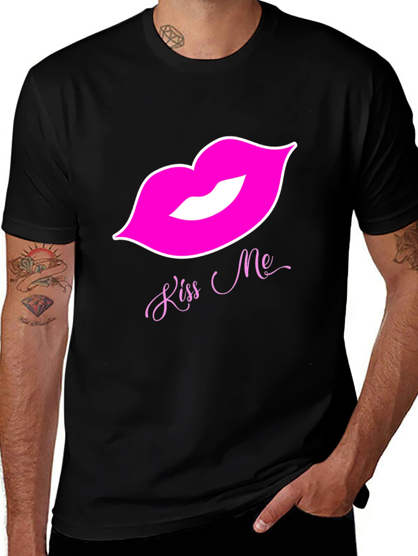 Kiss Me Lips Graphic Tee - Black T-Shirt