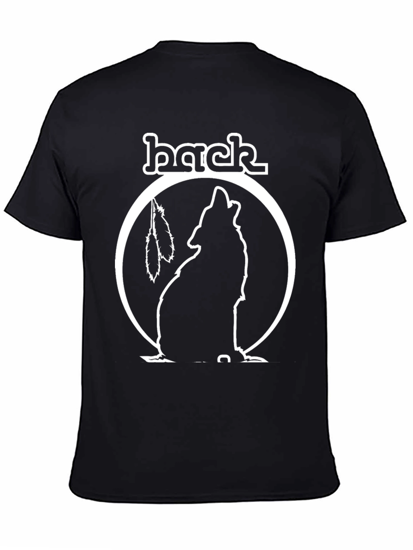 Black Wolf Tee with Feather Detail