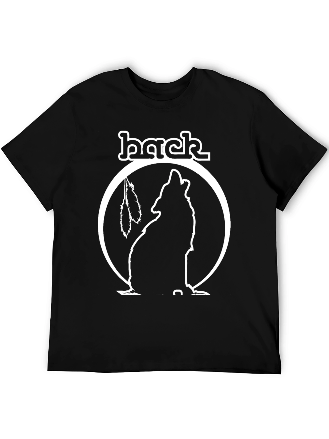 Black Wolf Tee with Feather Detail
