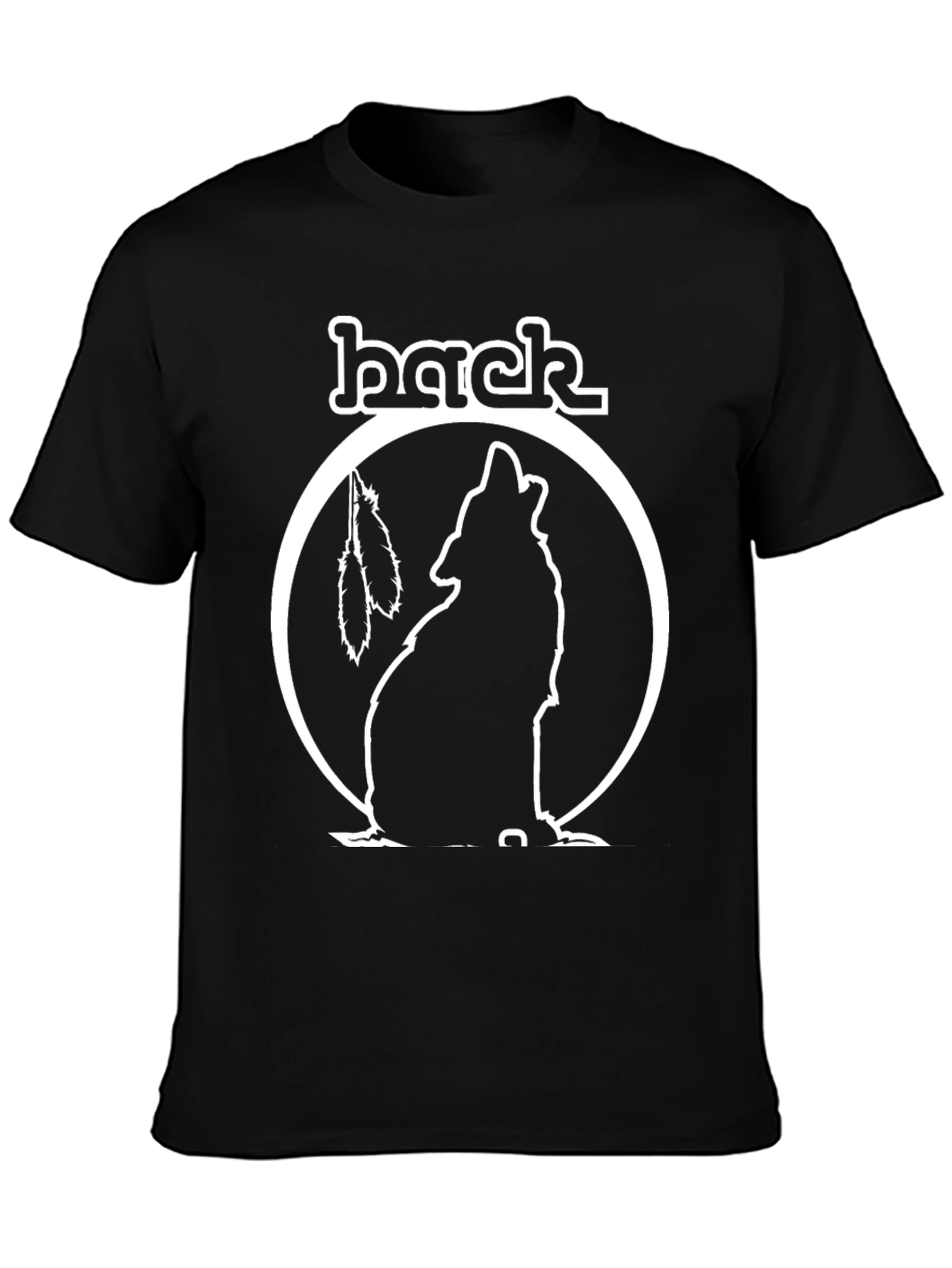 Black Wolf Tee with Feather Detail