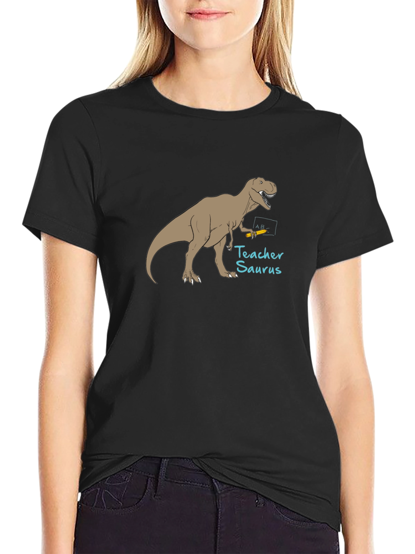 Teacher Saurus Black T-Shirt