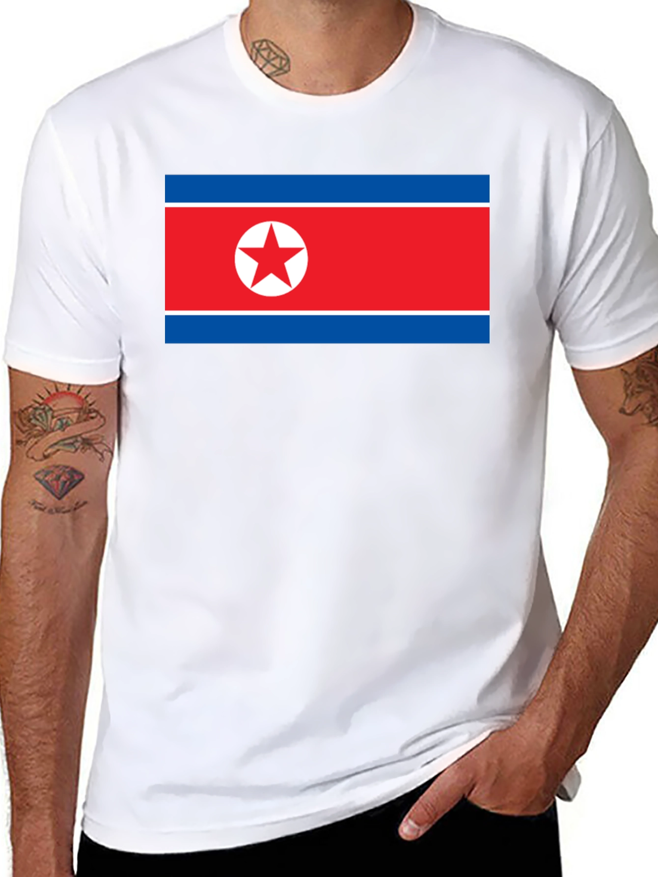 North Korea Flag Graphic T-Shirt - Black