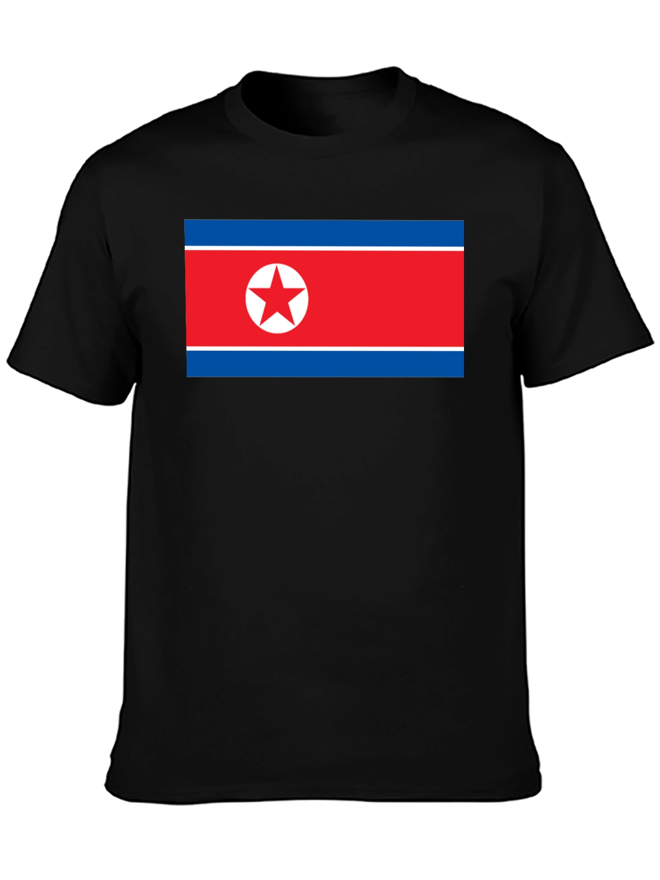 North Korea Flag Graphic T-Shirt - Black