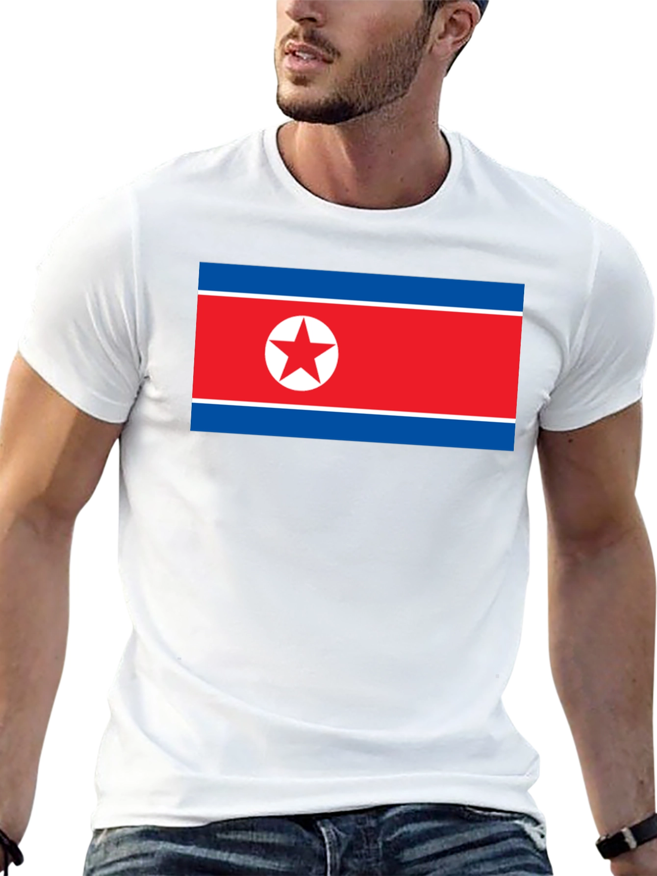 North Korea Flag Graphic T-Shirt - Black