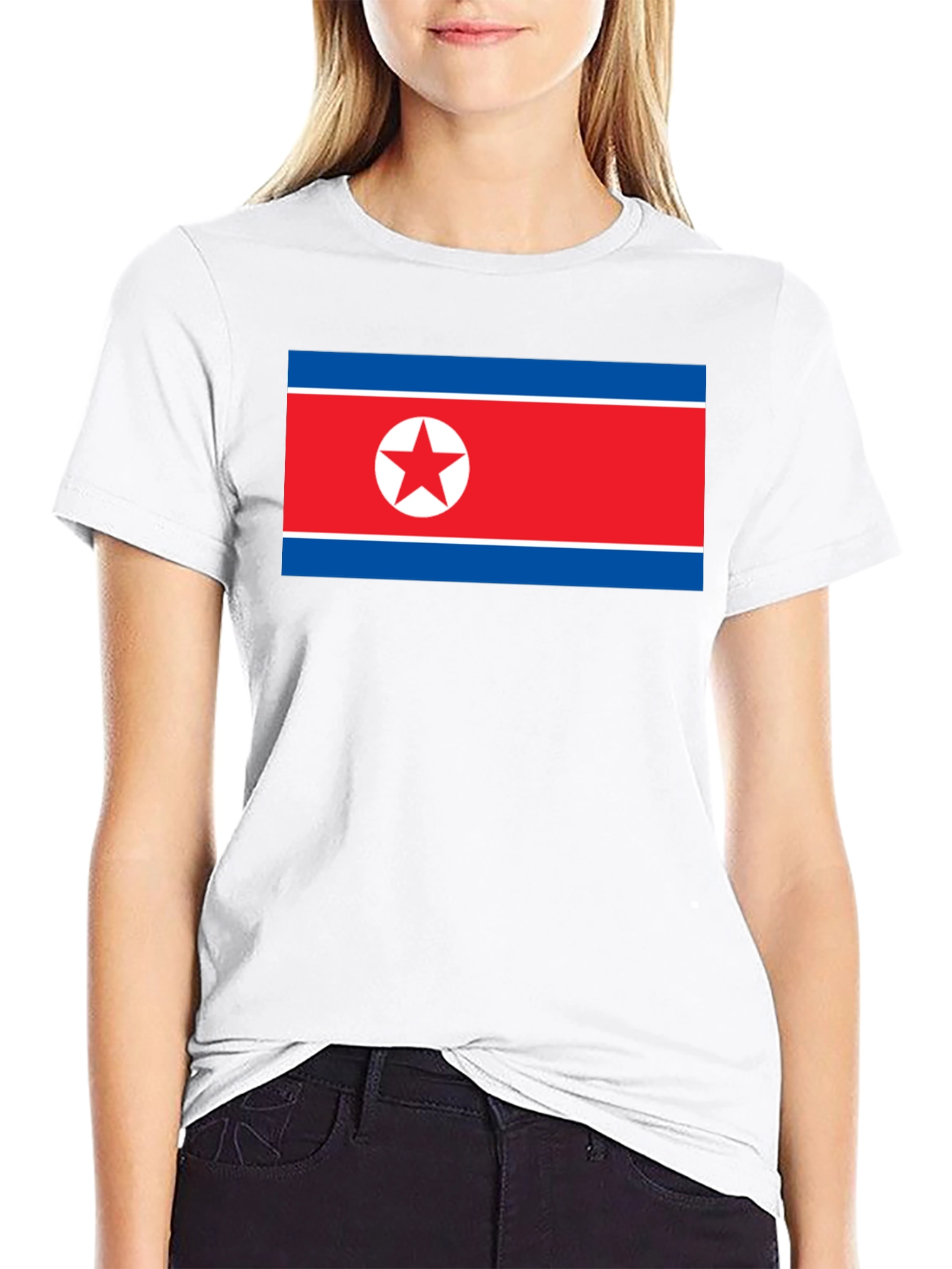North Korea Flag Graphic T-Shirt - Black