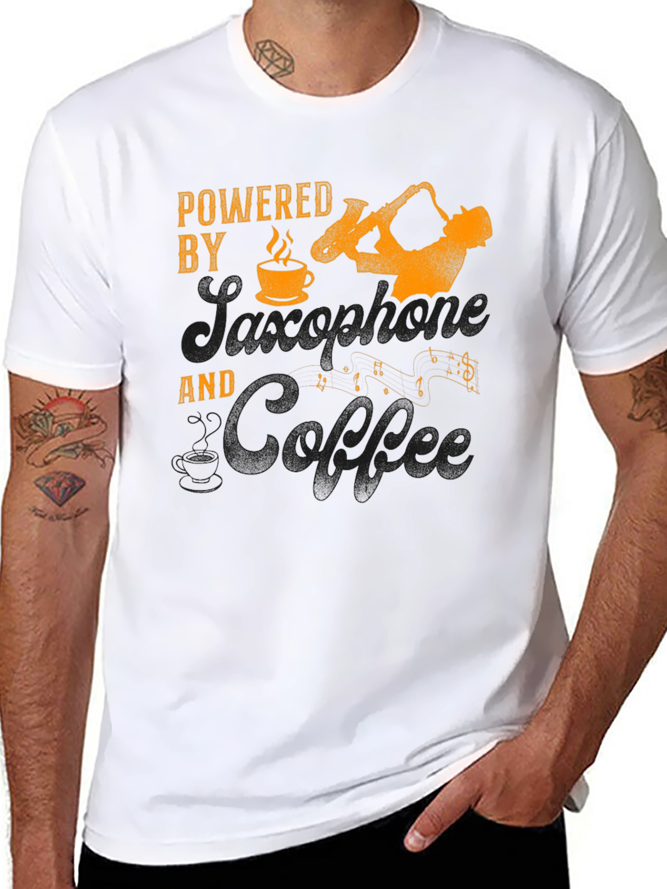 Saxophone and Coffee T-Shirt - Musician Apparel