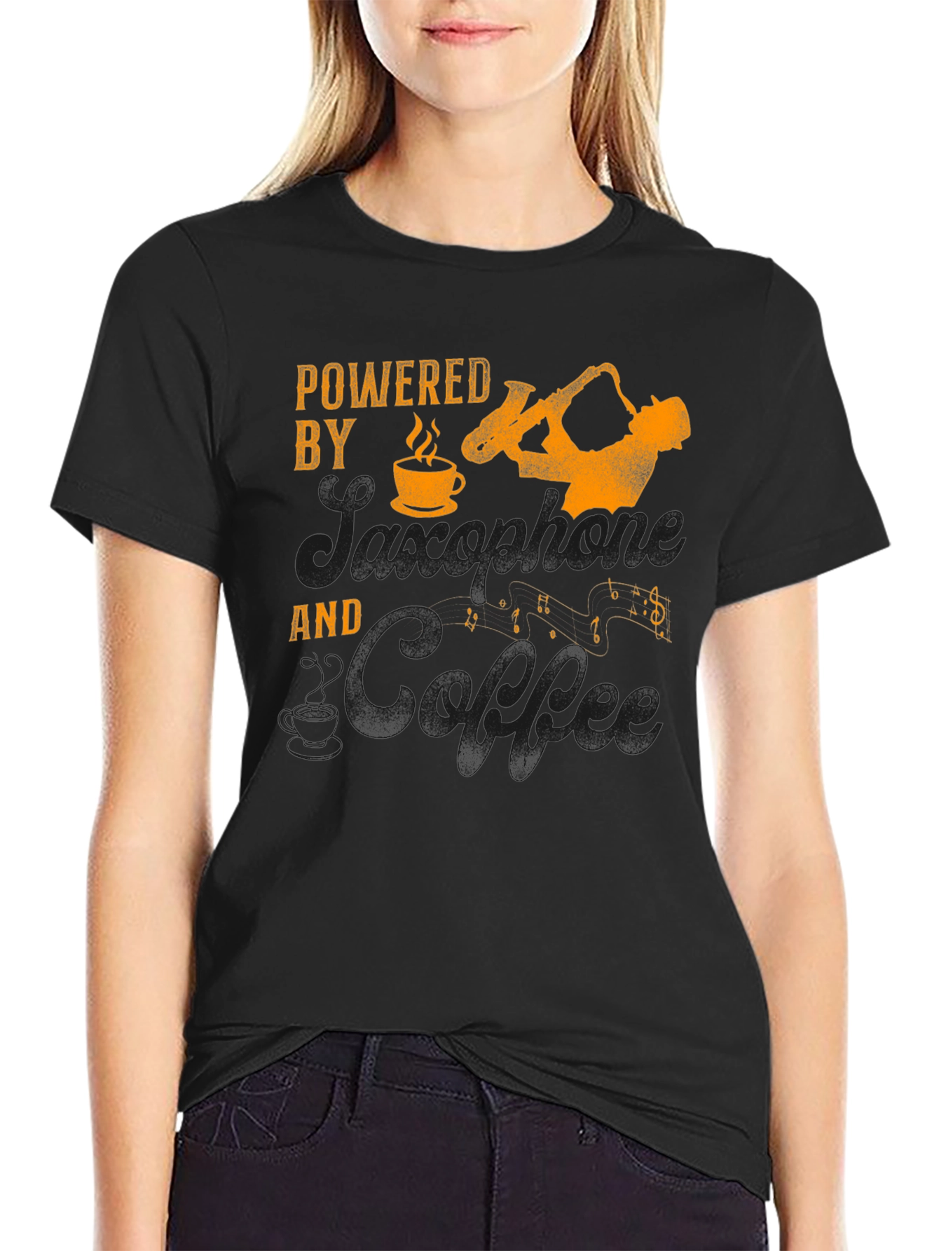 Saxophone and Coffee T-Shirt - Musician Apparel
