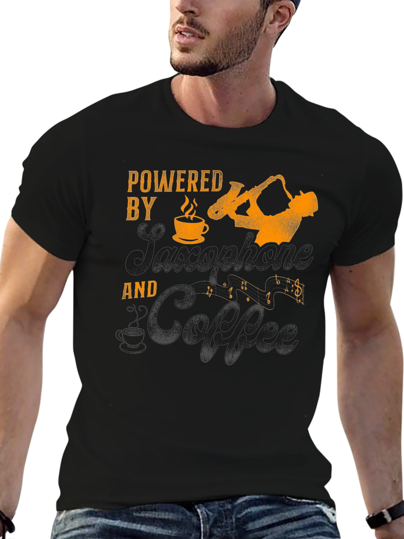 Saxophone and Coffee T-Shirt - Musician Apparel