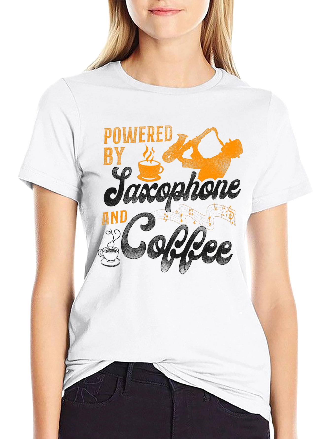 Saxophone and Coffee T-Shirt - Musician Apparel