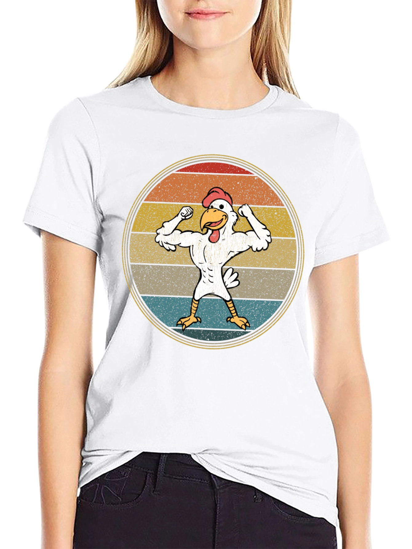 Retro Buff Chicken T-Shirt