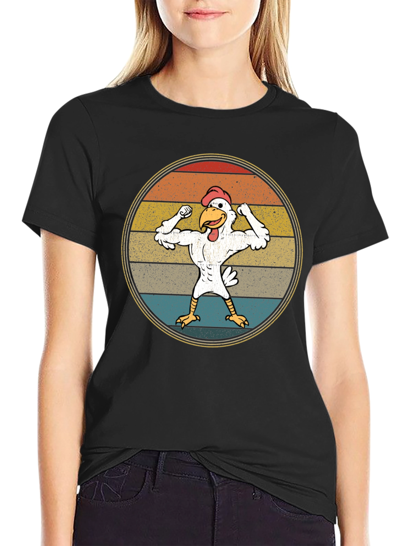 Retro Buff Chicken T-Shirt