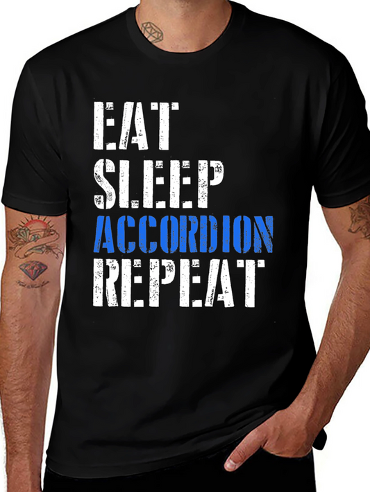 Eat Sleep Accordion Repeat T-Shirt Funny Music Tee