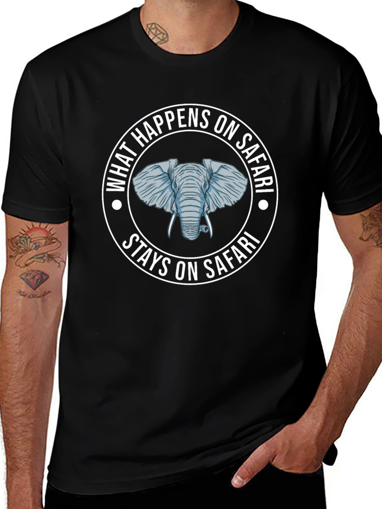 Safari Elephant Graphic T-Shirt - What Happens On Safari
