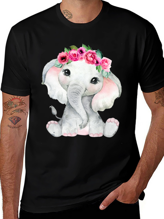 Cute Elephant Floral Crown T-Shirt