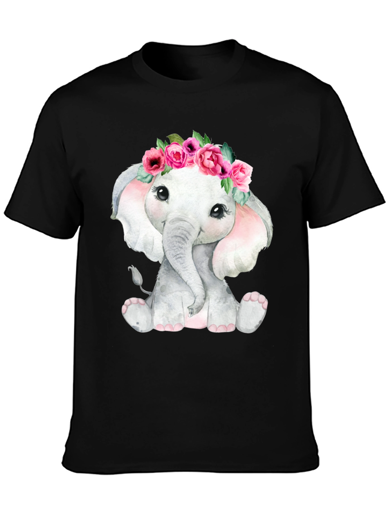 Cute Elephant Floral Crown T-Shirt