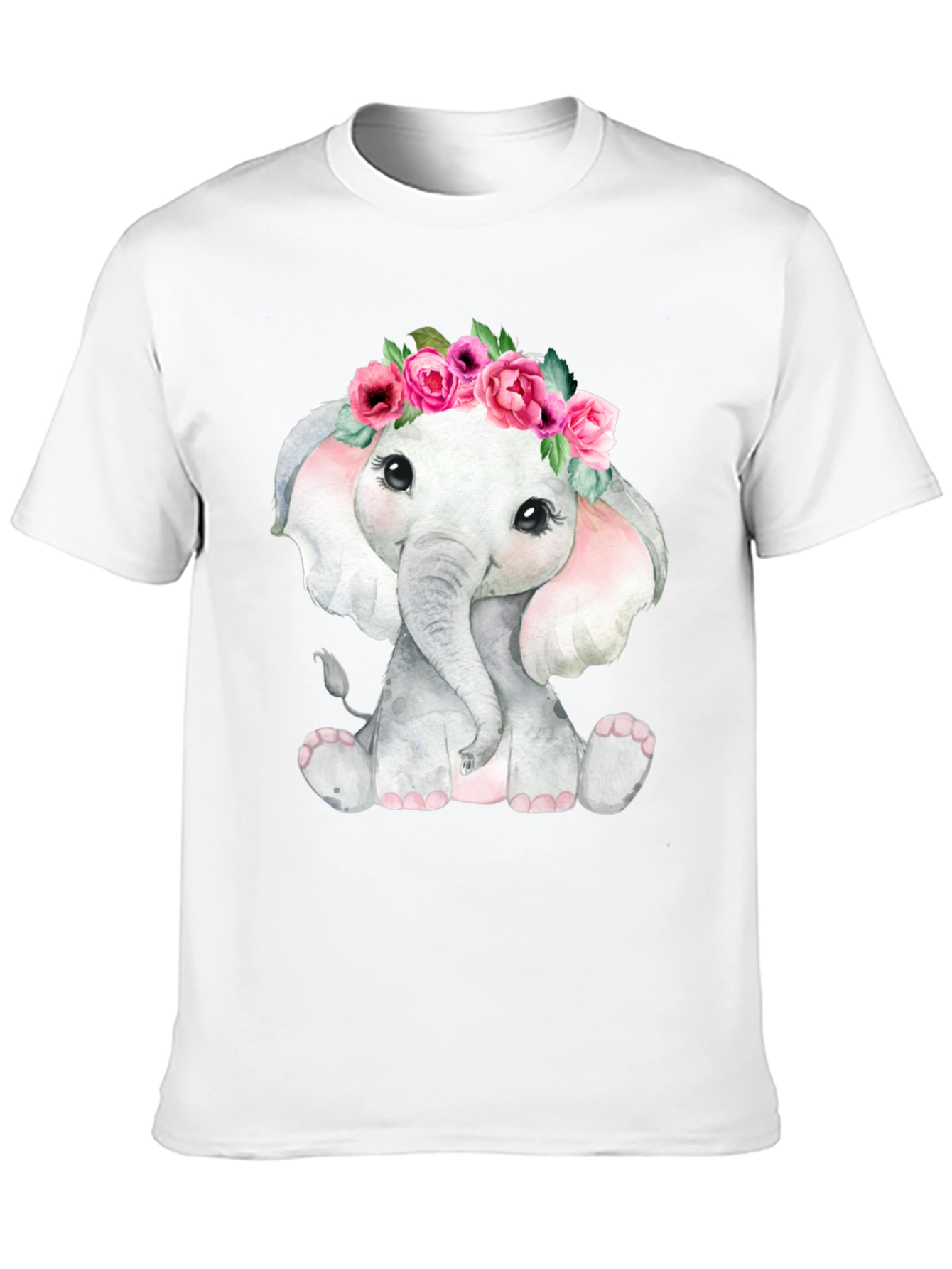 Cute Elephant Floral Crown T-Shirt