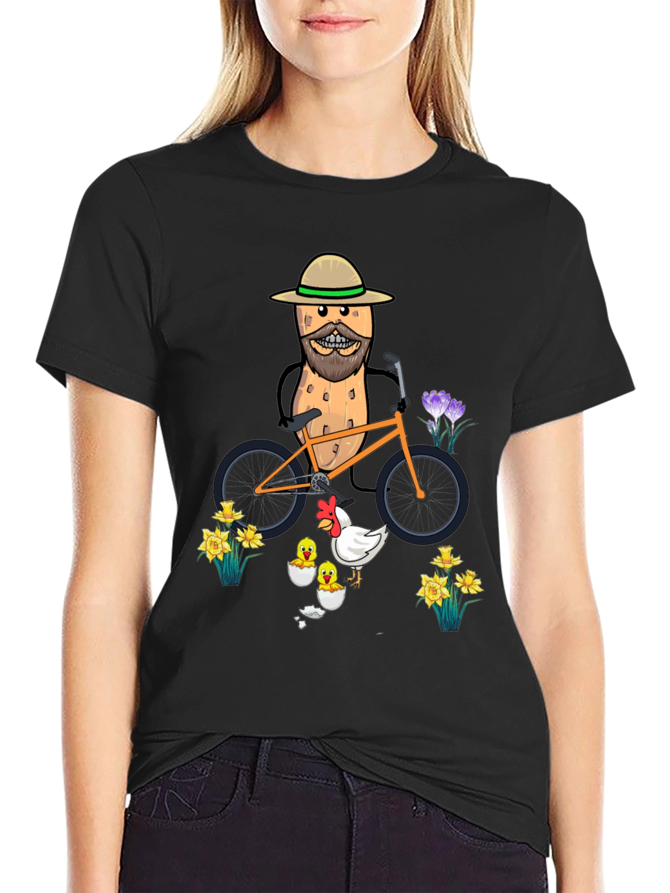 Humorous Peanut Biker T-Shirt - Quirky Graphic Tee