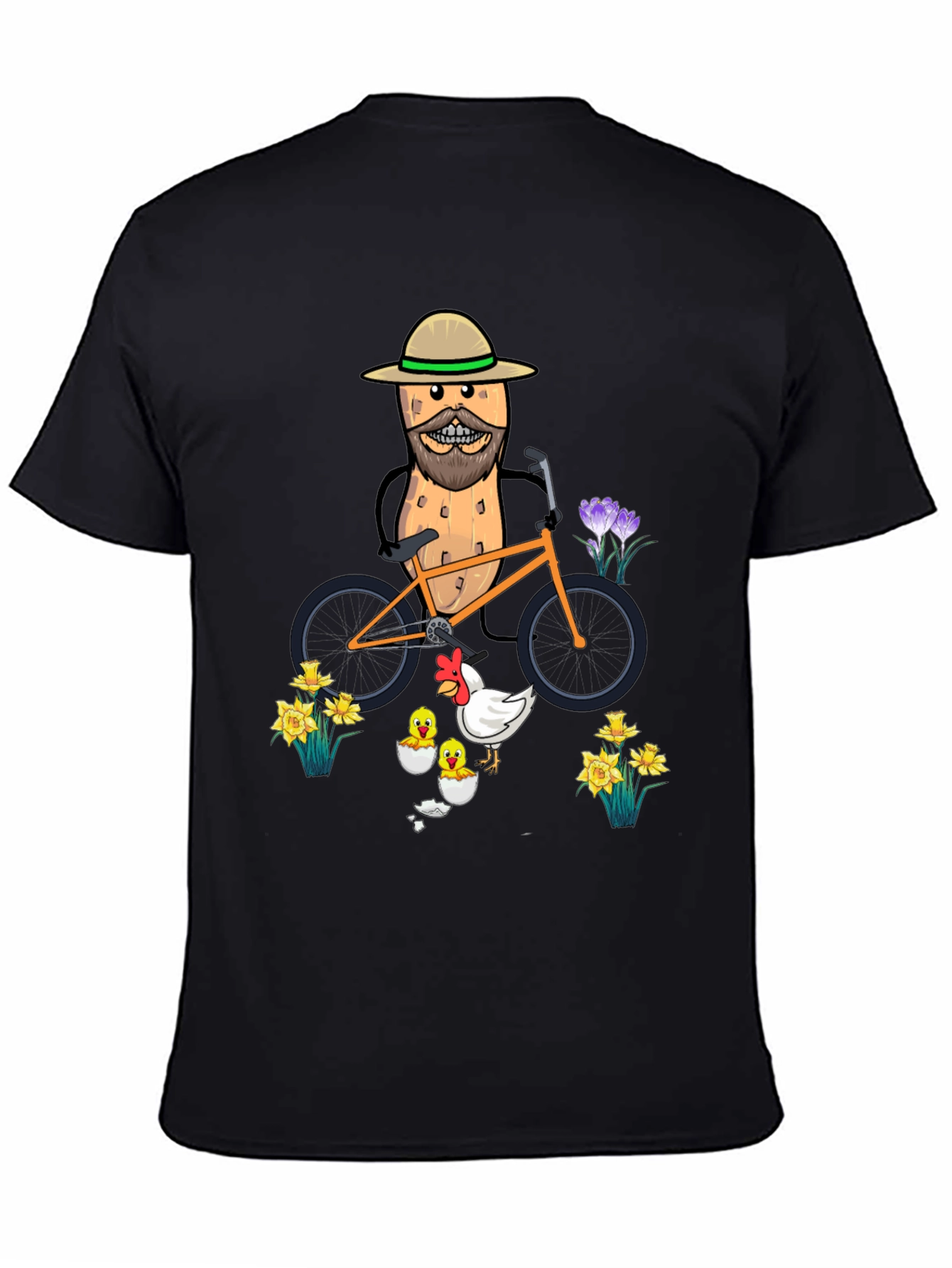 Humorous Peanut Biker T-Shirt - Quirky Graphic Tee