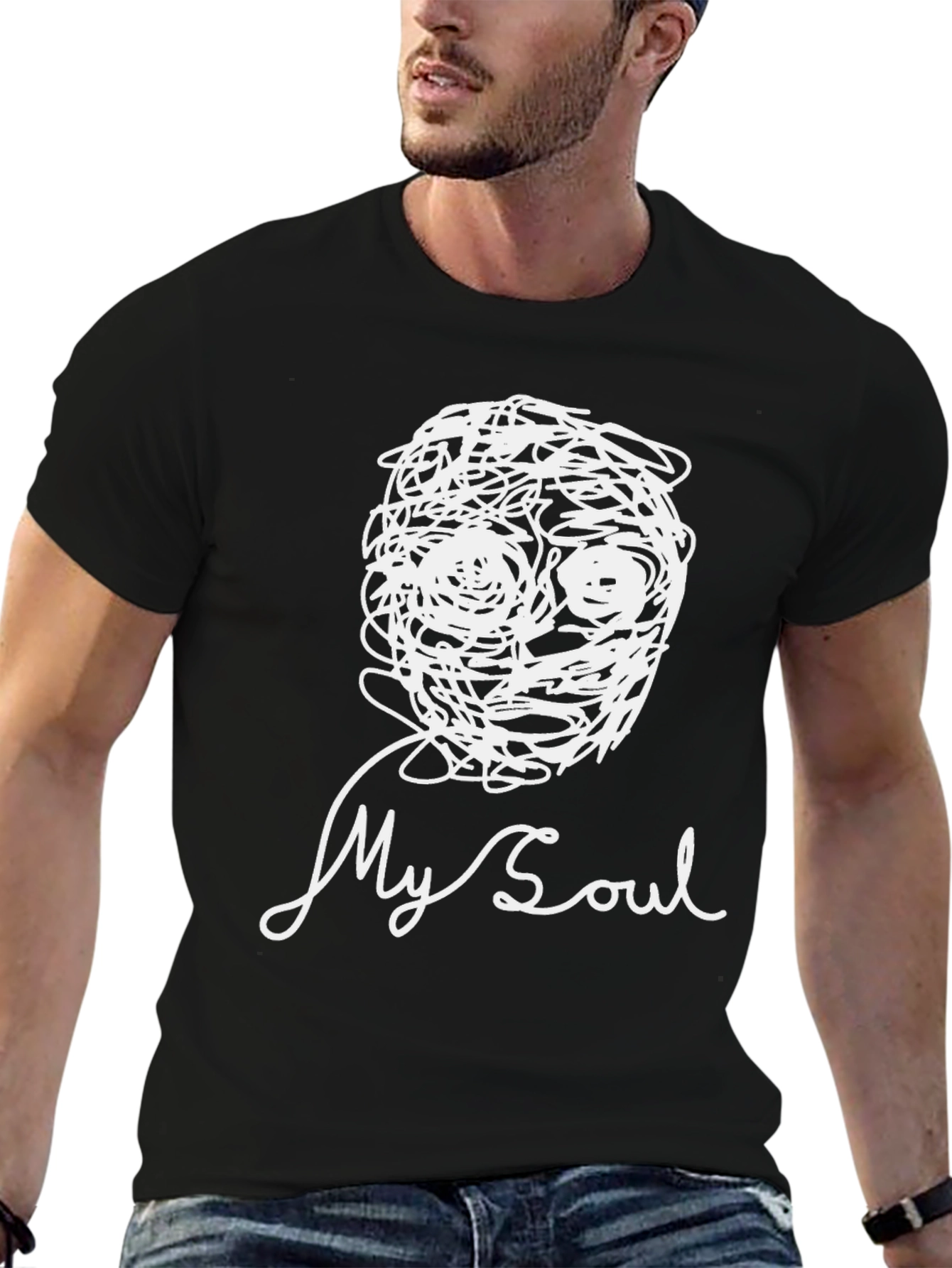 My Soul Graphic Tee - Scribble Face Black T-Shirt
