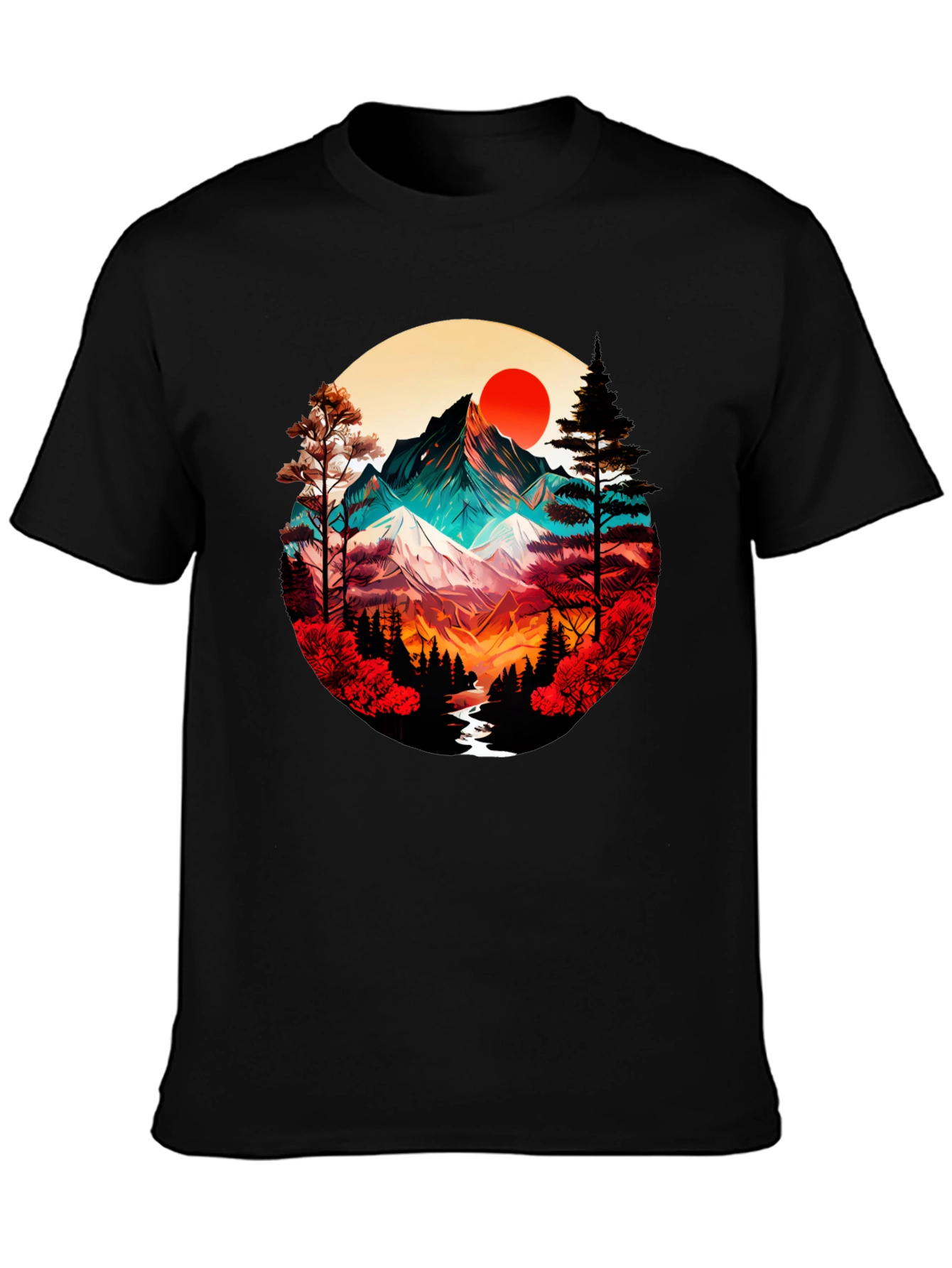 Mountain Sunset Graphic Tee - Artistic Design