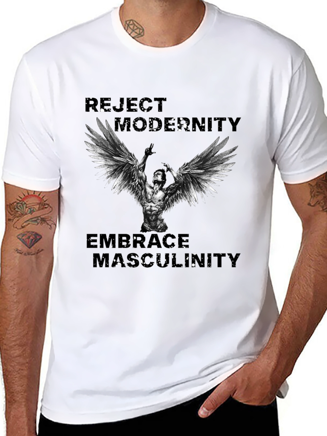 Reject Modernity Embrace Masculinity Graphic T-Shirt