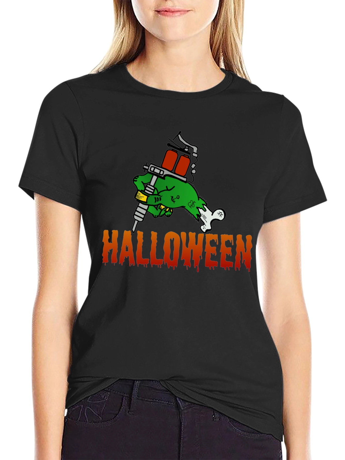 Halloween Tattoo Zombie T-Shirt - Spooky Fun!