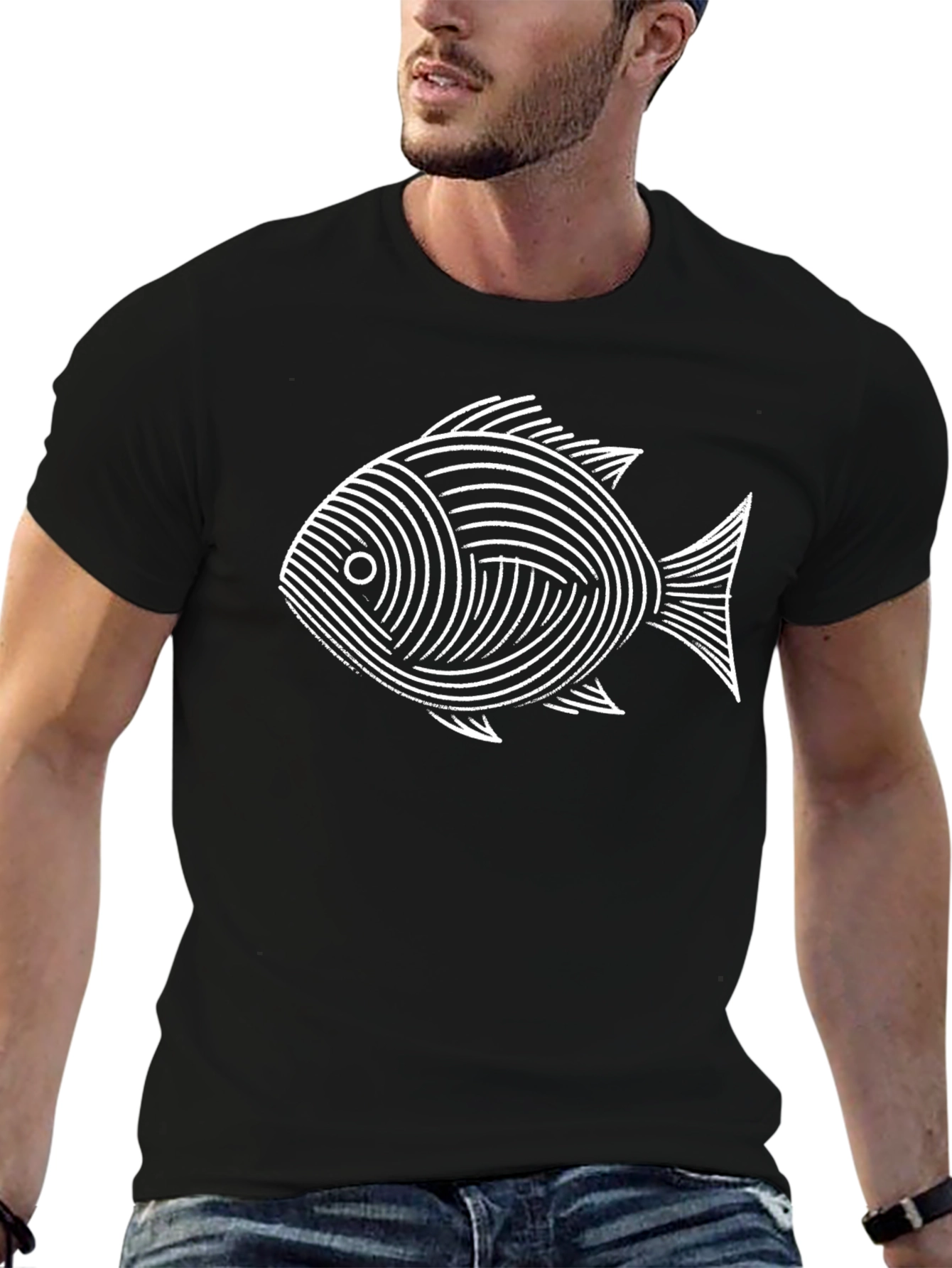 Abstract Fish Graphic T-Shirt