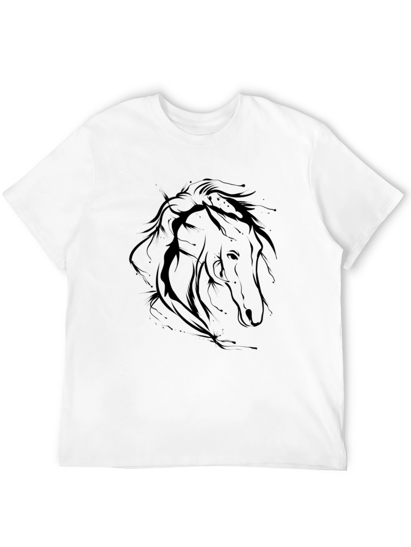 Mens Black Horse Outline Graphic T-Shirt