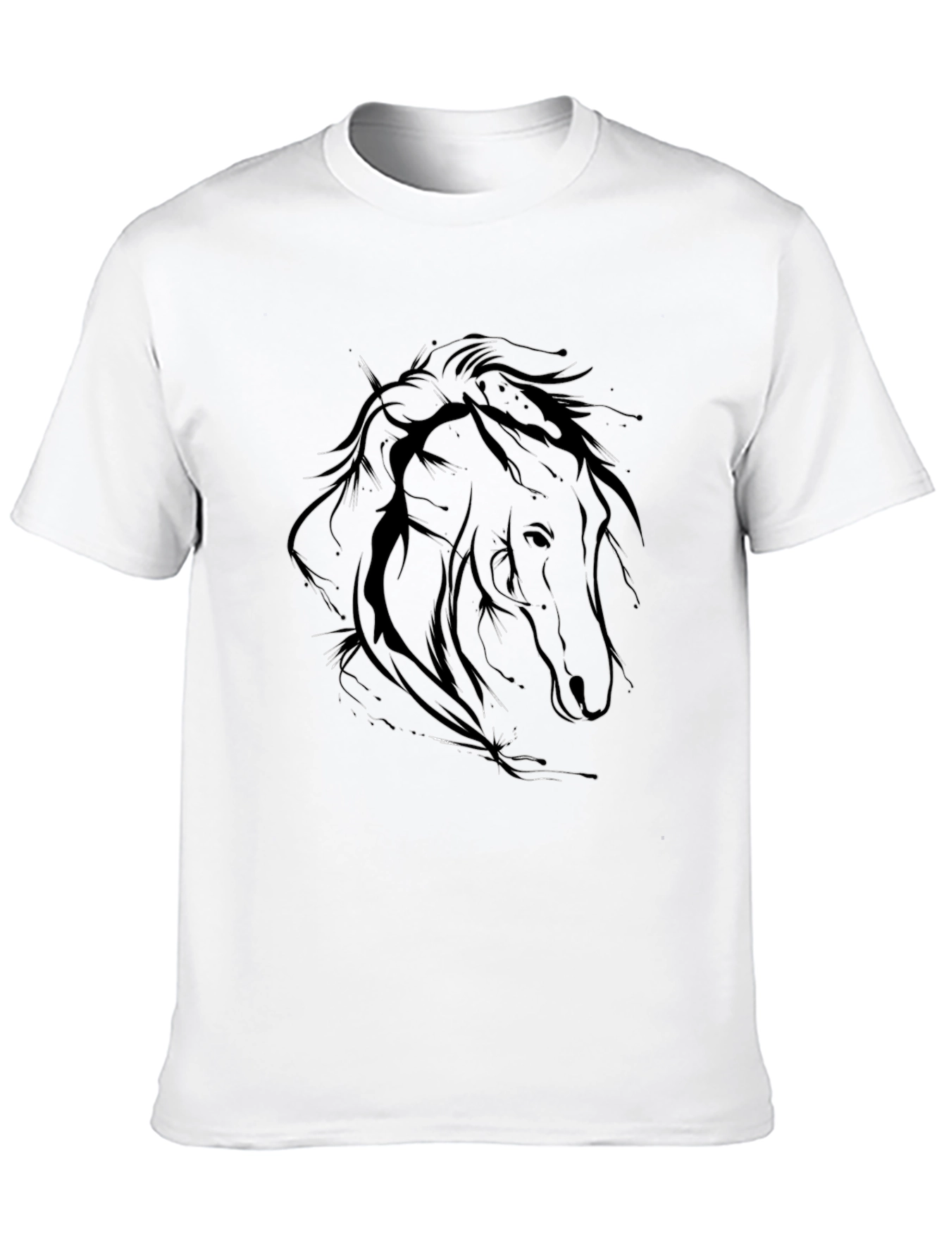 Mens Black Horse Outline Graphic T-Shirt