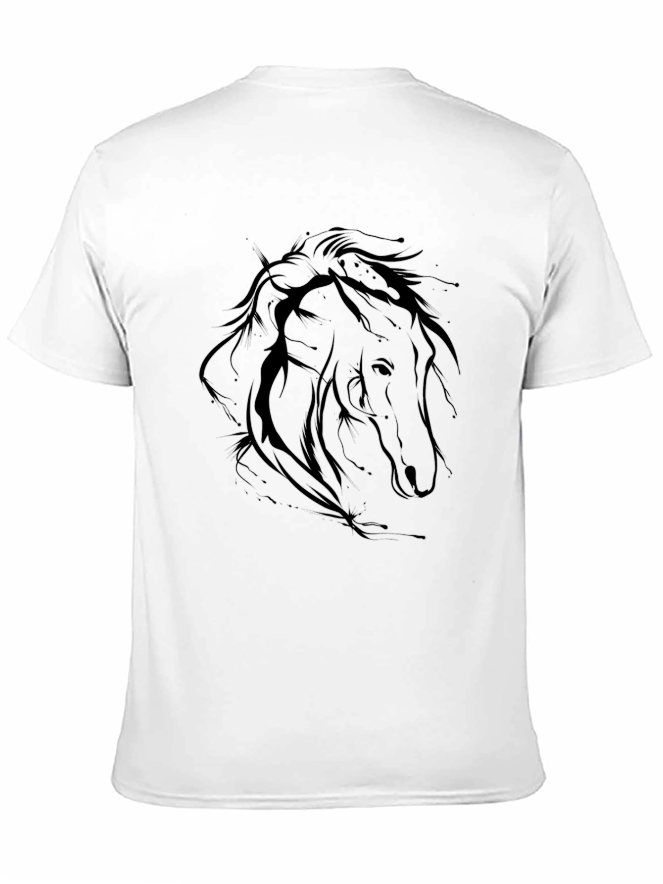 Mens Black Horse Outline Graphic T-Shirt