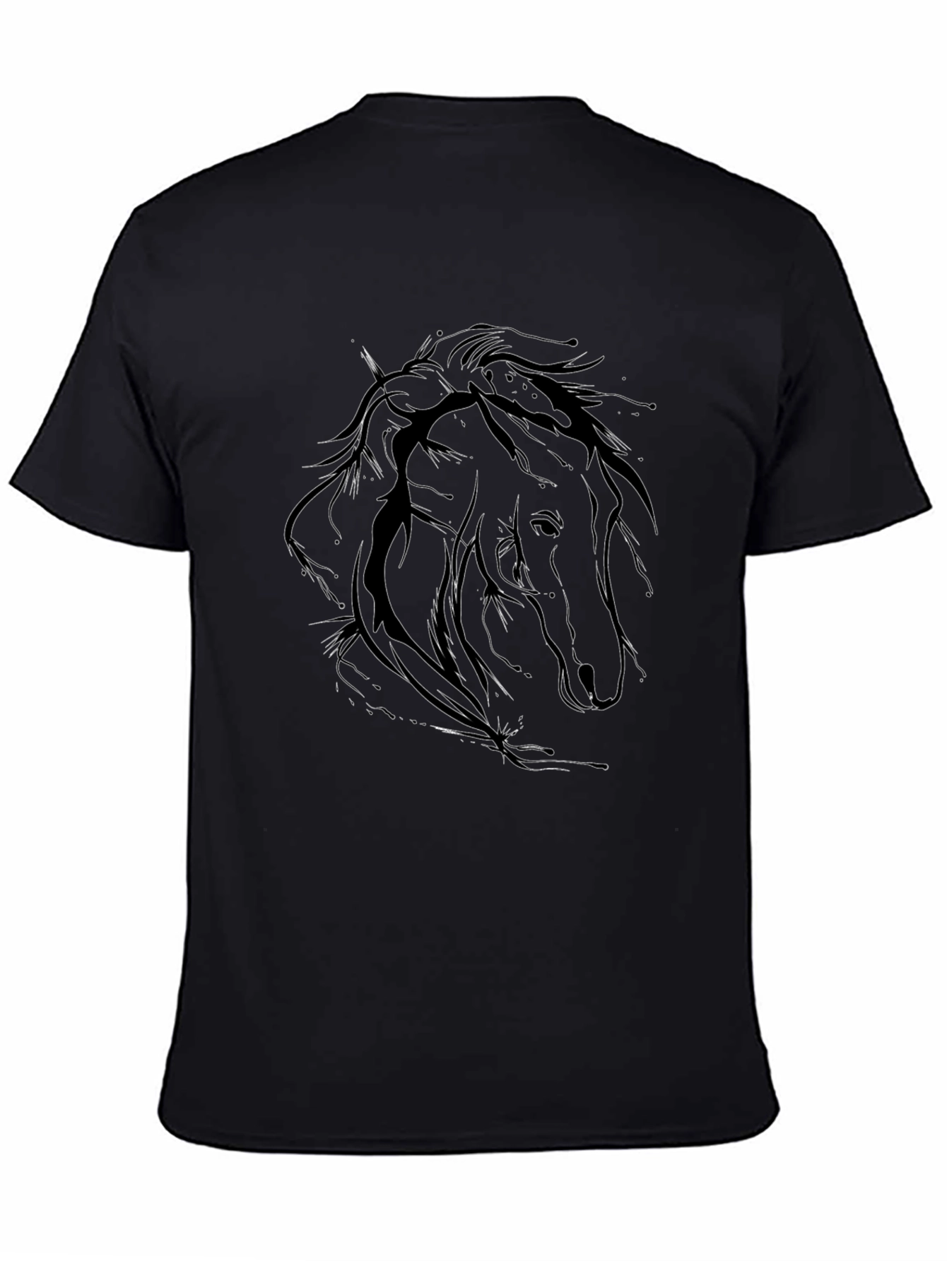 Mens Black Horse Outline Graphic T-Shirt