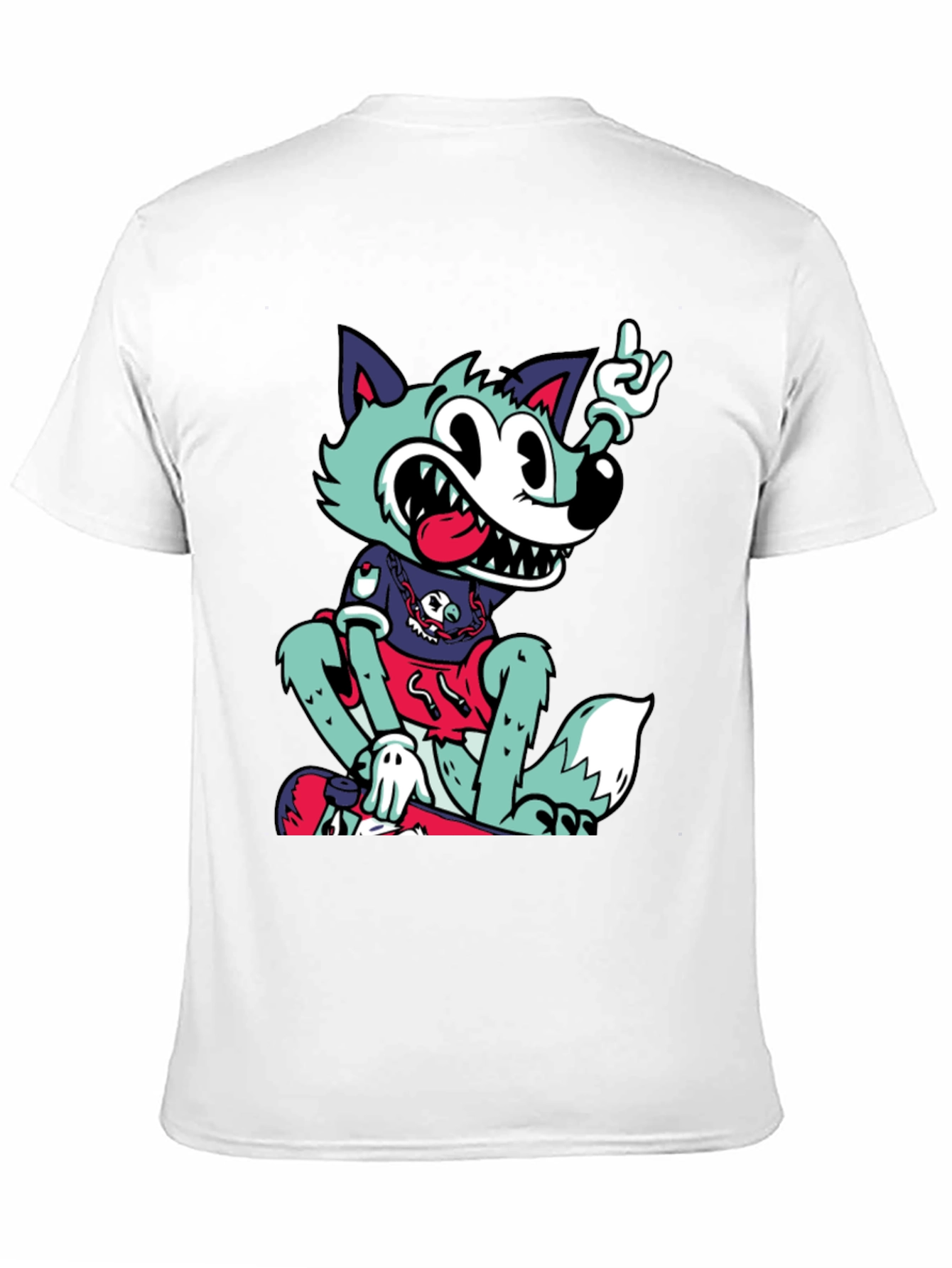 Cartoon Wolf Graphic Black Tee