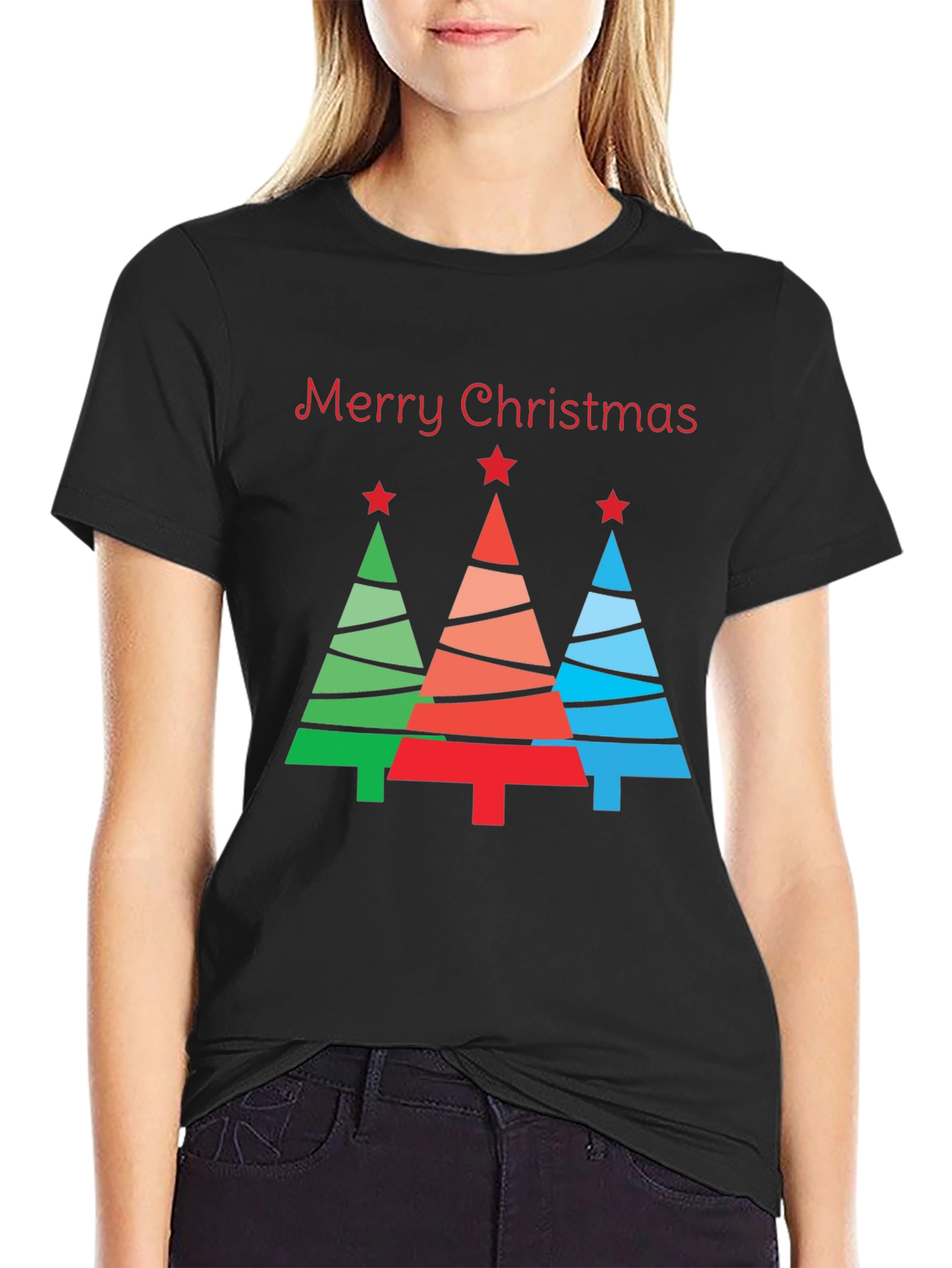 Merry Christmas Tree Graphic T-Shirt