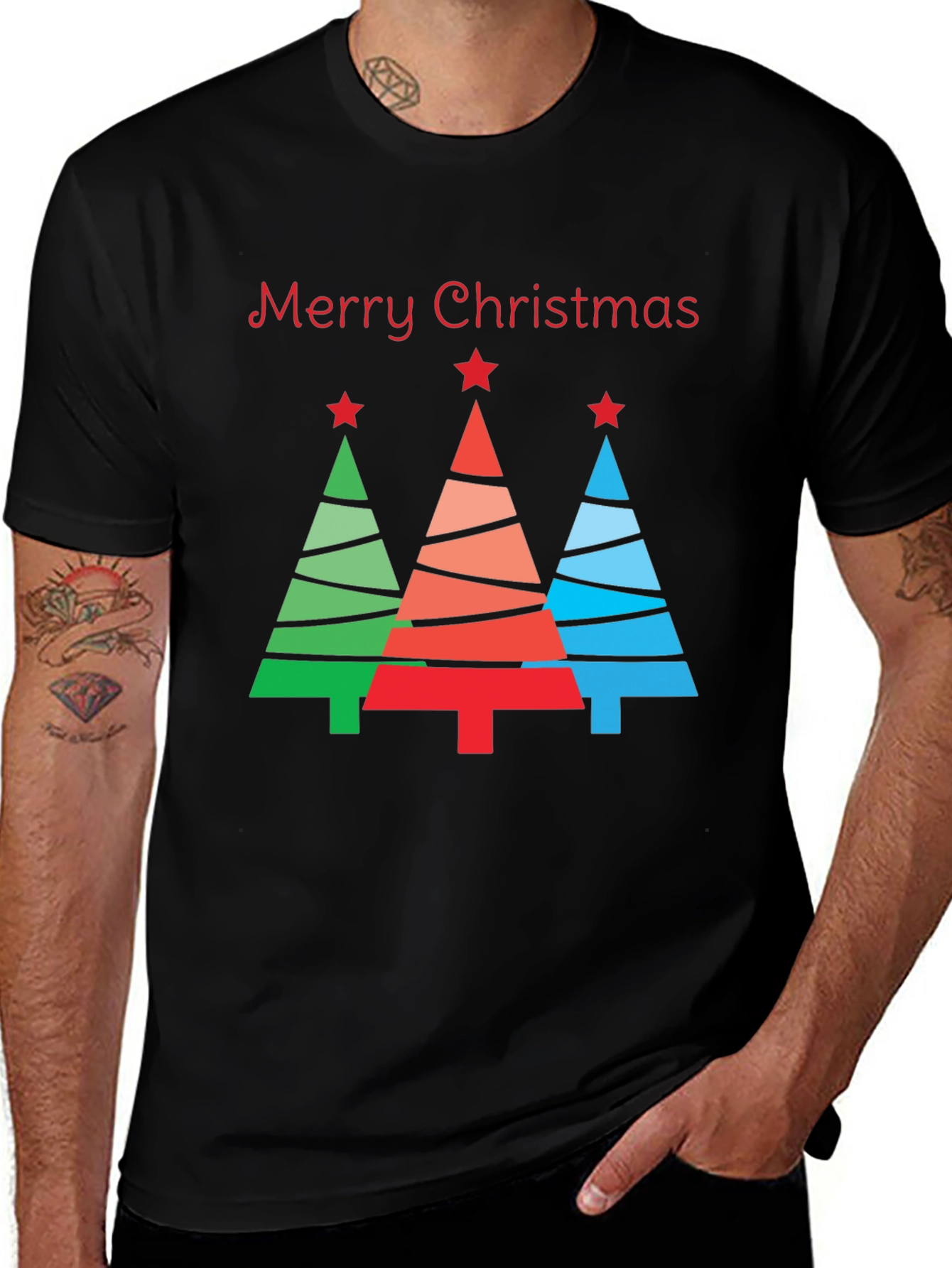 Merry Christmas Tree Graphic T-Shirt