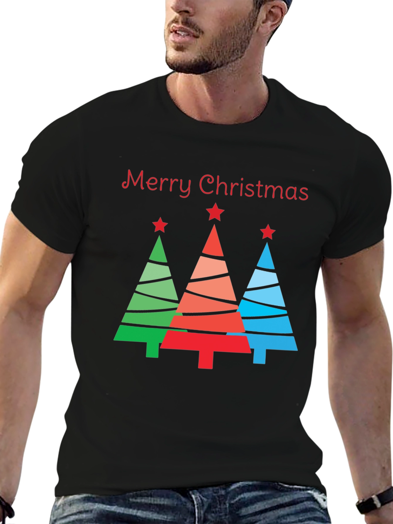 Merry Christmas Tree Graphic T-Shirt