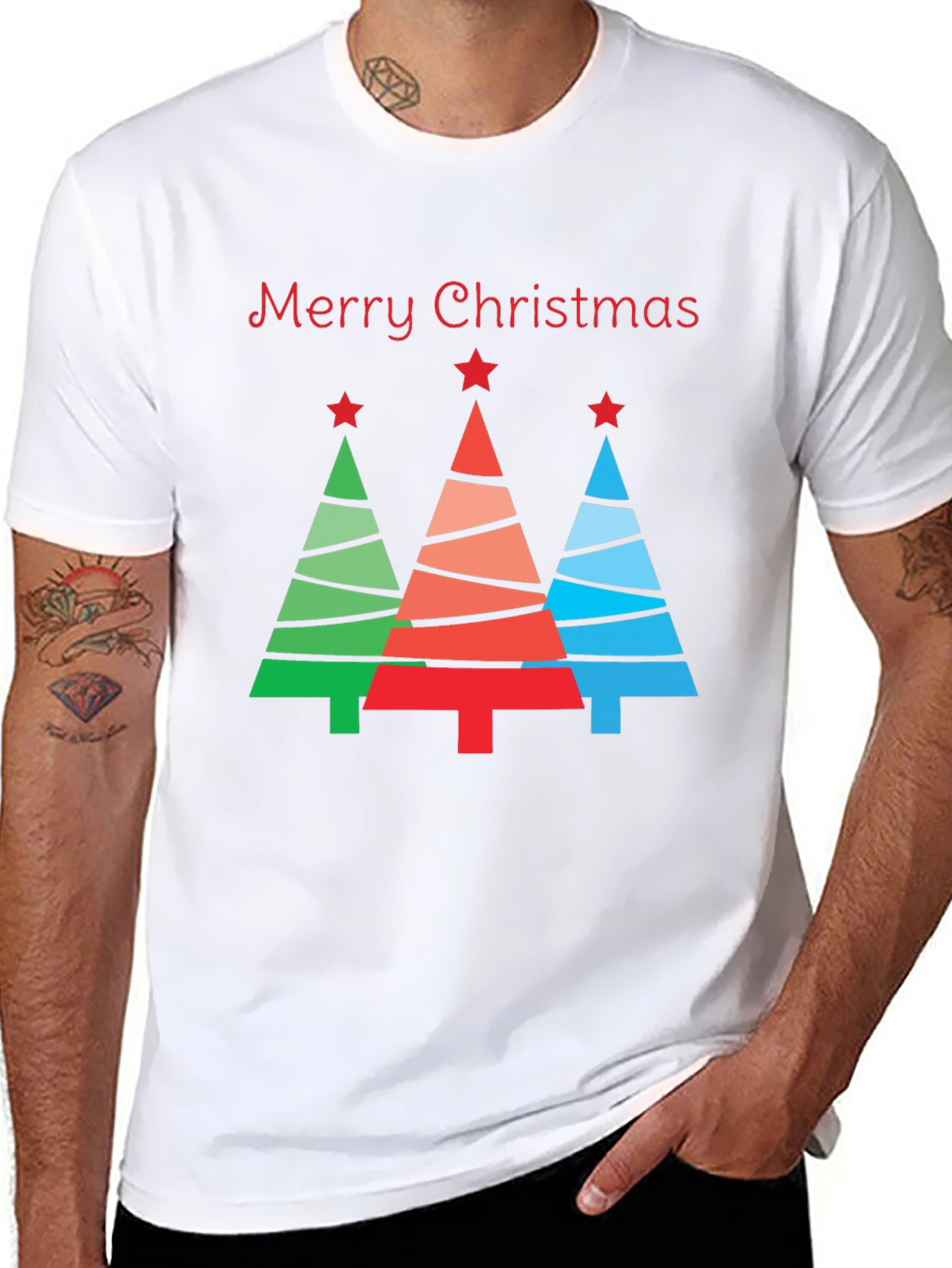 Merry Christmas Tree Graphic T-Shirt