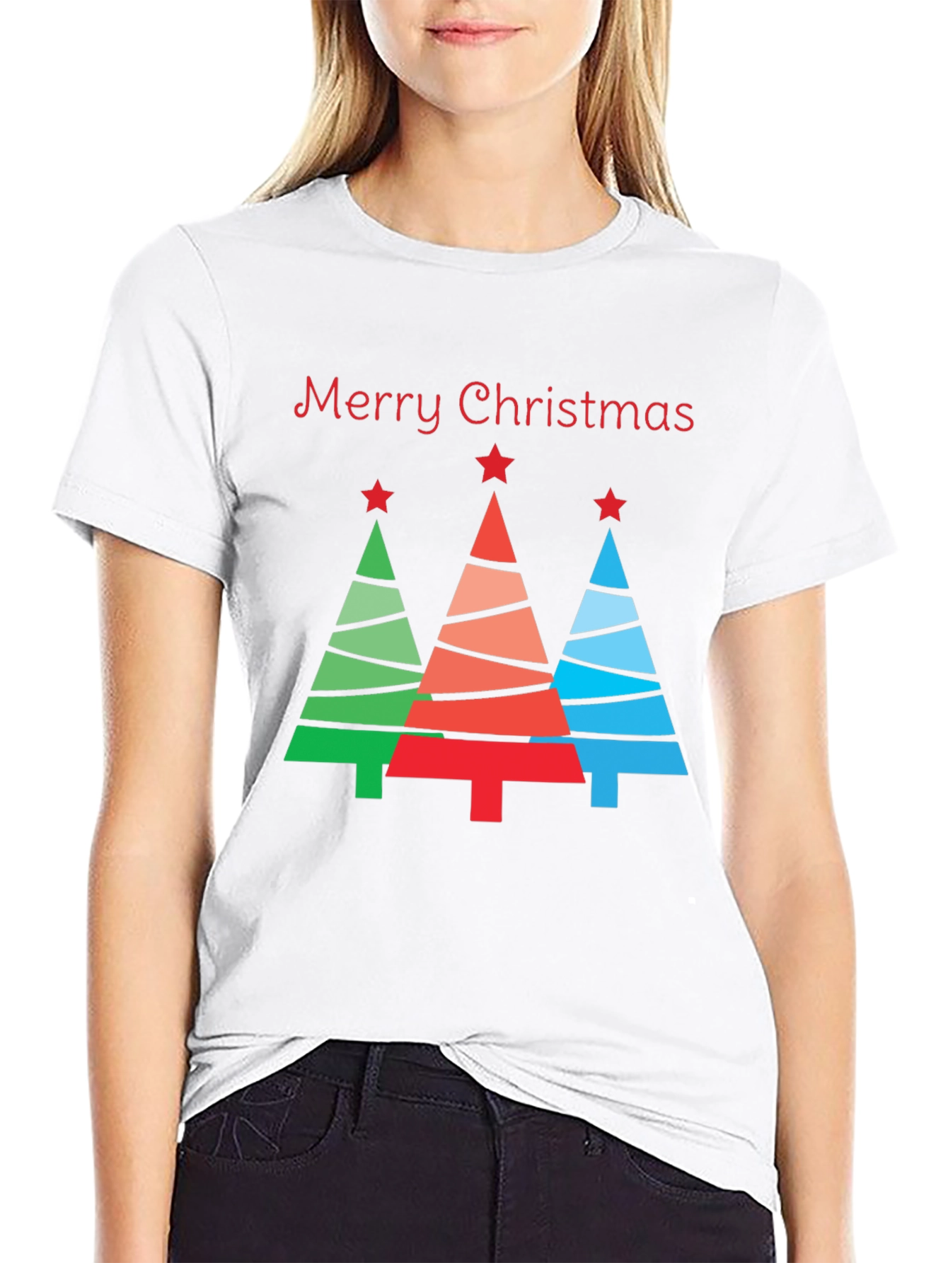 Merry Christmas Tree Graphic T-Shirt