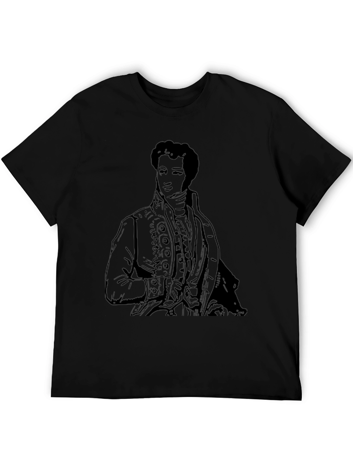 Black T-Shirt with Historical Figure Print